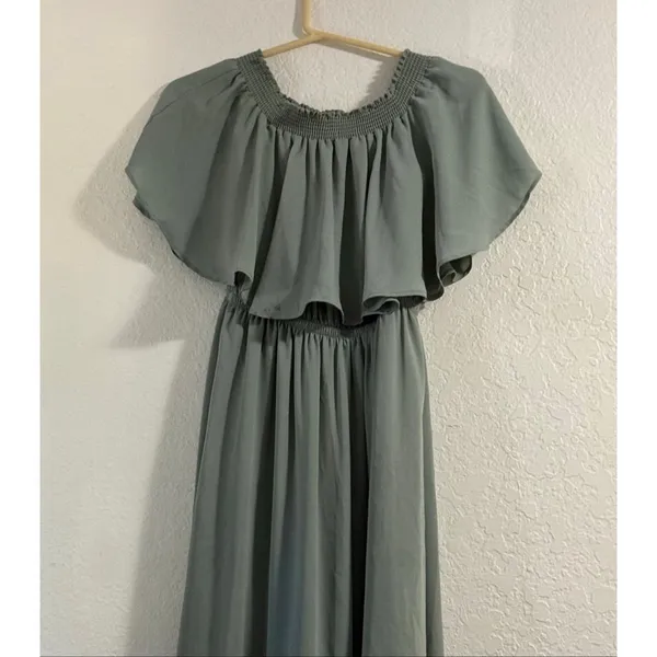 Show Me Your Mumu Hacienda Maxi Dress Sage Crisp Ruffle S Wedding Bridesmaid - Image 2