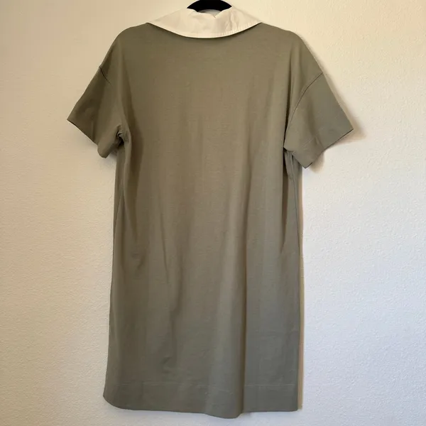 Everlane Organic Cotton Polo Dress Fog Green White Collar XS Short Sleeve Mini - Image 3