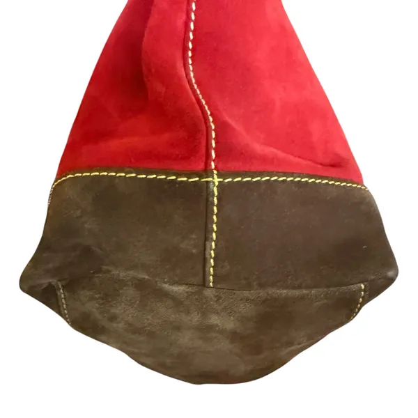 Dooney & Bourke Red Brown Suede Leather Tote Purse - Image 6