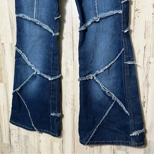 Rave 4 Real Vintage Y2K Frayed Patchwork Flare Jeans Hippie Boho Womens Sz‎ 9/30 - Image 2