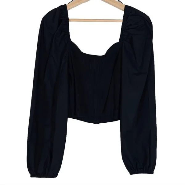 Zara Off the Shoulder Puff Sleeve Corset Top Size L NWT - Image 5