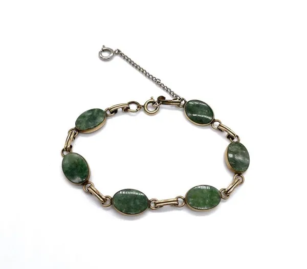 Vintage 12K GF Jade Bracelet Green - Image 4
