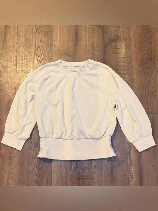 Lululemon Softstreme Ribbed-Hem Pullover‎ Sweatshirt Natural Ivory size 6 - Image 2