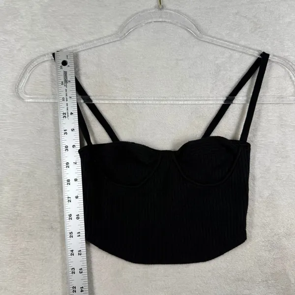Urban Outfitters Black Ribbed Bustier Crop Top Sweetheart Double Strap Small - Image 5