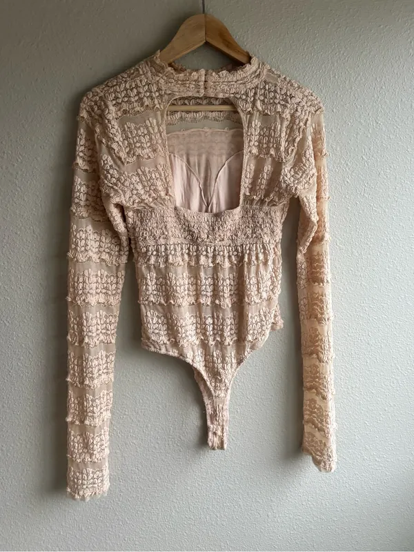 Free People Lace Mock Neck Bodysuit - Image 5