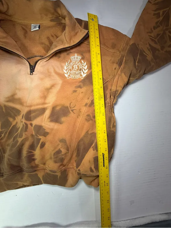 Sporty & Rich Brown Tie-Dye Quarter-Zip Sweatshirt - Image 5