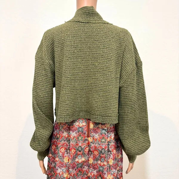 Free People medium mock neck waffle thermal crop top TLS1 3579 - Image 7