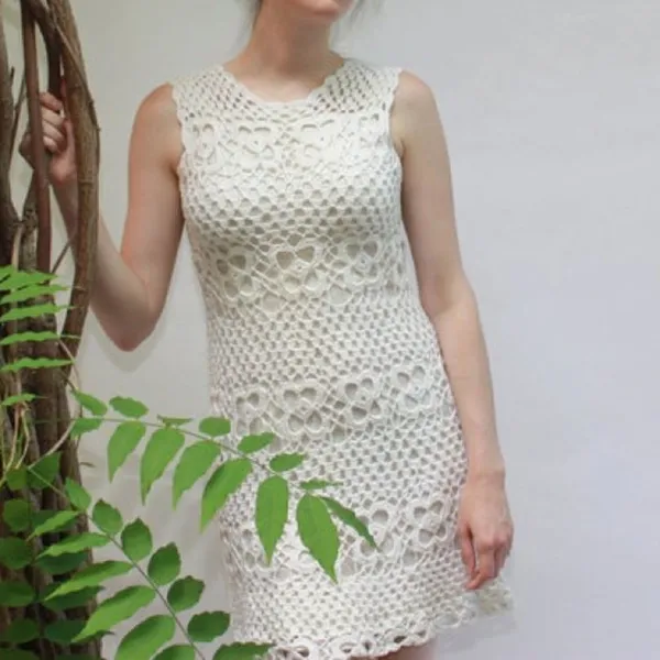 ✨ Olivia Sky Cream Crochet Short Casual Dress✨ - Image 2