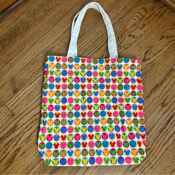 Disney Mickey Mouse Multicolor Rainbow Canvas Tote Bag - Image 4