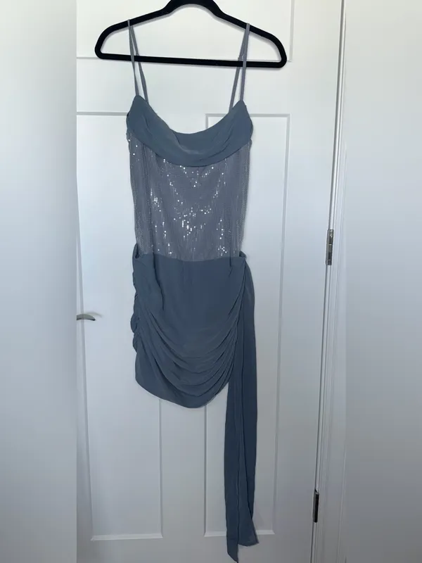 NWT Runaway the Label Seanna Ruched Cowl Mini Dress - Steel - Image 2