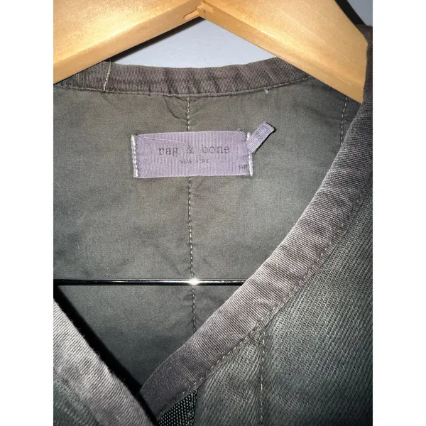 RAG &‎ BONE Liner Quilted Slub Cotton Canvas Jacket Army Green Size Small Boho - Image 3