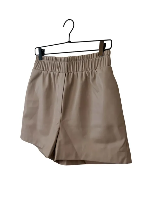 Mango High-Waist Faux Leather Tan Pull-On Shorts Size M NWT - Image 3