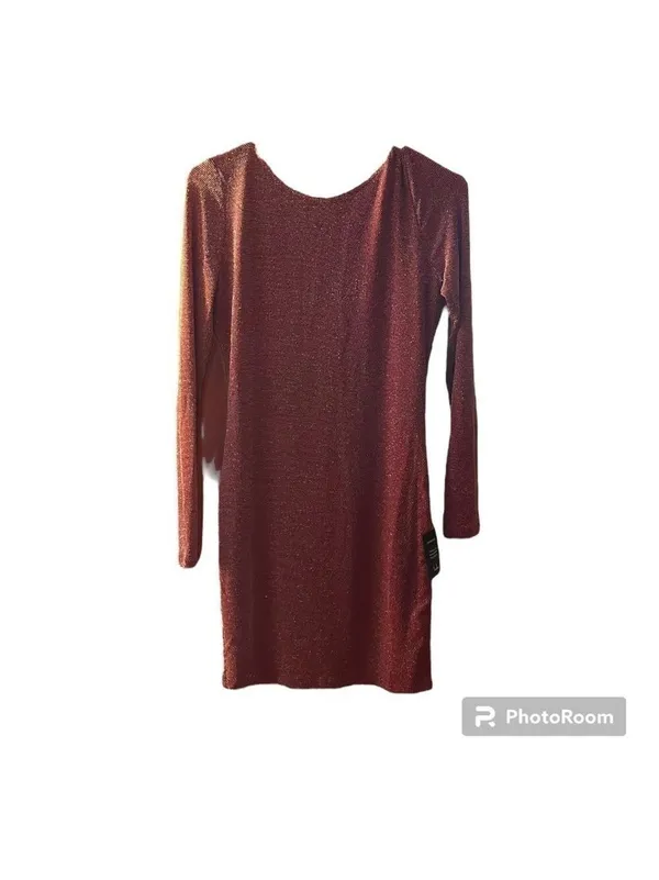Lulus Gift of Love Red and Silver Backless Long Sleeve Bodycon Dress - Image 6