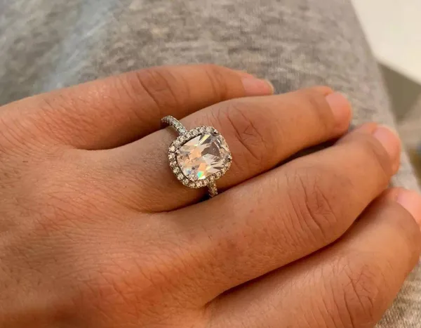 Cushion 3Ct Diamond square 925 logo silver ring engagement bridal 4 5 6 7 8 9 10 - Image 5