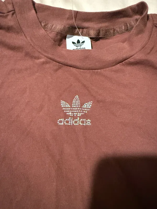 adidas Short-Sleeve Trefoil Crop Tee in Rust - Image 2
