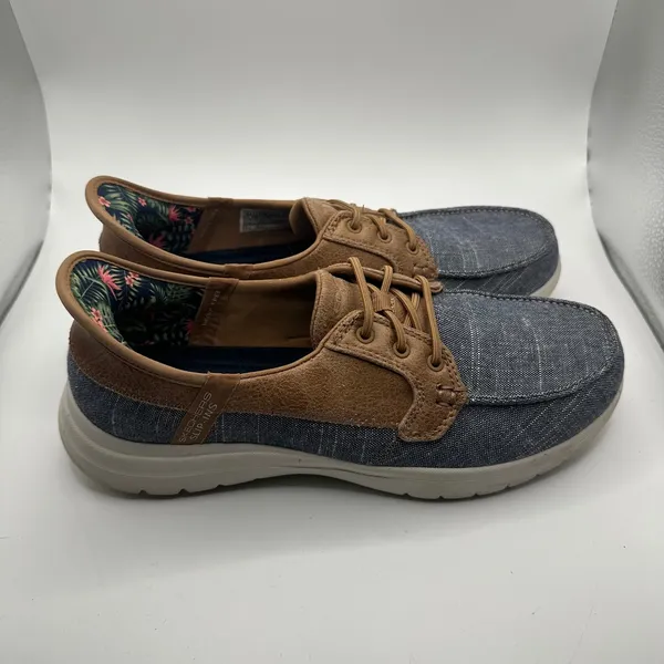 Skechers Slip-ins On-the-GO Ideal Navy Tan Boat Shoes 138215 Womens 8.5 - Image 2