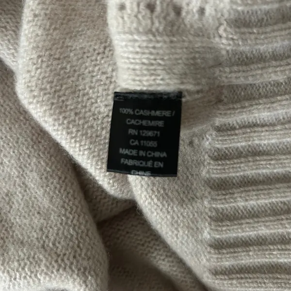 360Cashmere Allison Mock Neck Sweater 100% Cashmere Beige Ribbed Trim Medium - Image 5