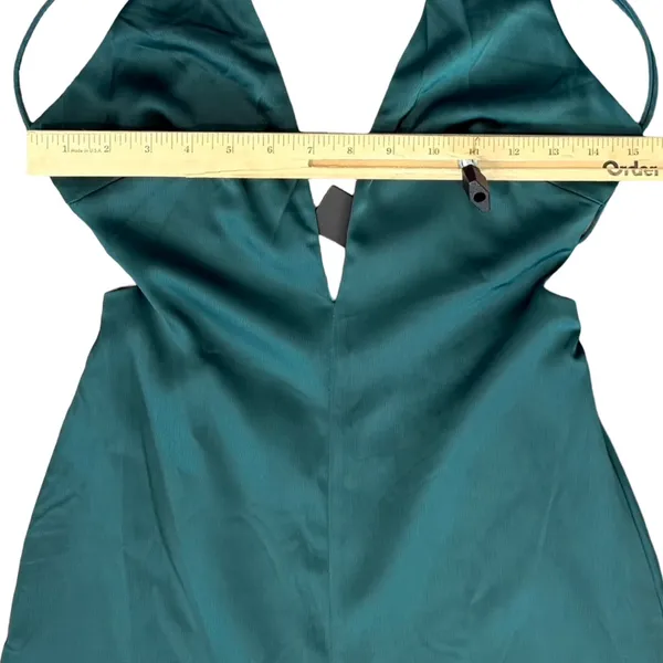 Lulus Hold That Pose Emerald Green Strappy Glam Satin Jumpsuit size XS NEW Tags - Image 5