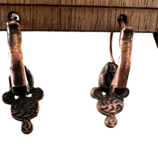 Copper tone and red earrings - Image 4