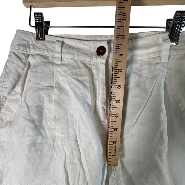 Eileen Fisher Shorts 2 White 100% Organic‎ Linen Pleated High Waist Coastal Luxe - Image 6