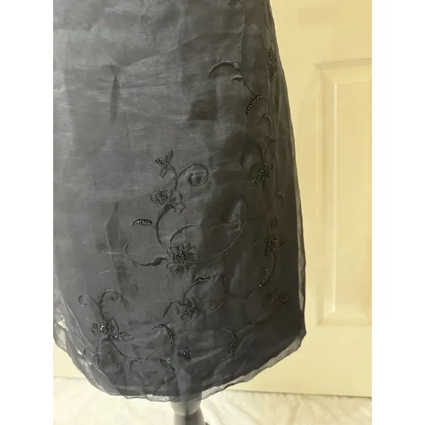 VTG 90s CASUAL Corner Old Stock Black Floral Silk Sleeveless Sheath Dress- Sz12‎ - Image 2