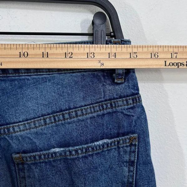 We The Free People Jeans Womens 29 Distressed Blue Denim Mid Rise Tapered Casual - Image 10