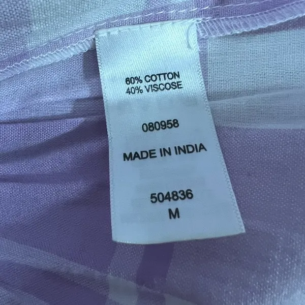 Main Strip Smocked linen type gingham plaid dress - Image 8
