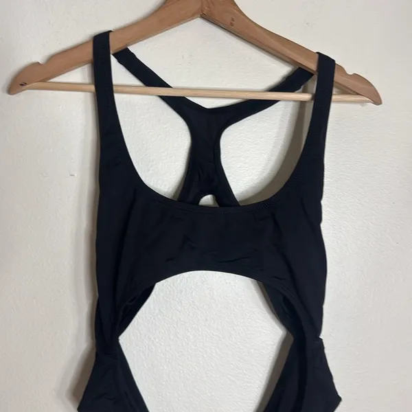 SKIMS Black cutout swimsuit monokini in color onyx size large beach boat resort - Image 3