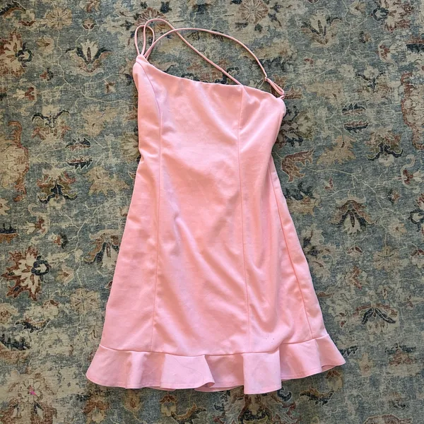 Lucy in the Sky Pink One Shoulder Ruffle Mini Dress - Image 3