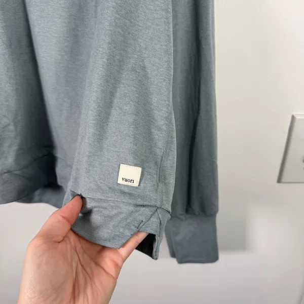 Vuori Halo Essential Hoodie Sweatshirt Blue Heathered Athleisure Gym Womens XL - Image 3