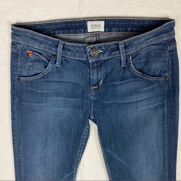 Hudson Stretch Medium Wash Straight‎ Leg Jean Flap Pocket Womens Size 26 - Image 3