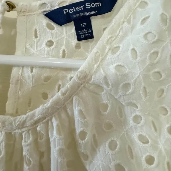 NWOT Y2K Women's Peter Som Collection Eyelet Ruffle Dress Mini‎ Flare Layered-12 - Image 3