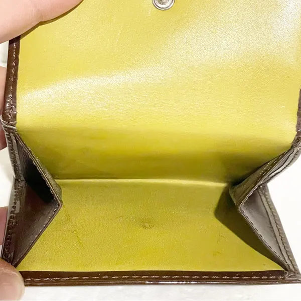 Coach Brown Leather Green‎ Lining Bi Fold Multi Pocket Wallet Snap Closure - Image 3