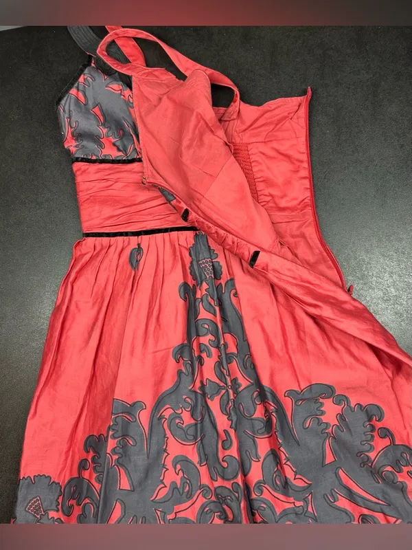 Free People Blue Label on Red Fabric - Image 4