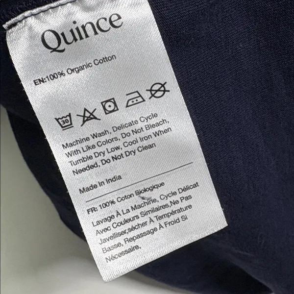 Quince Organic Cotton l Navy Crewneck Tee Shirt Small - Image 5
