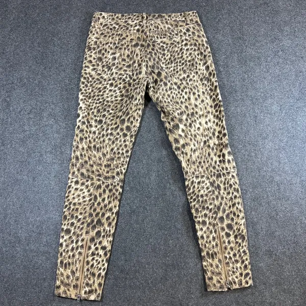 J.McLaughlin Womens Leopard Print Skinny Pants Brown Tan Animal Ankle Zip Size 6 - Image 2
