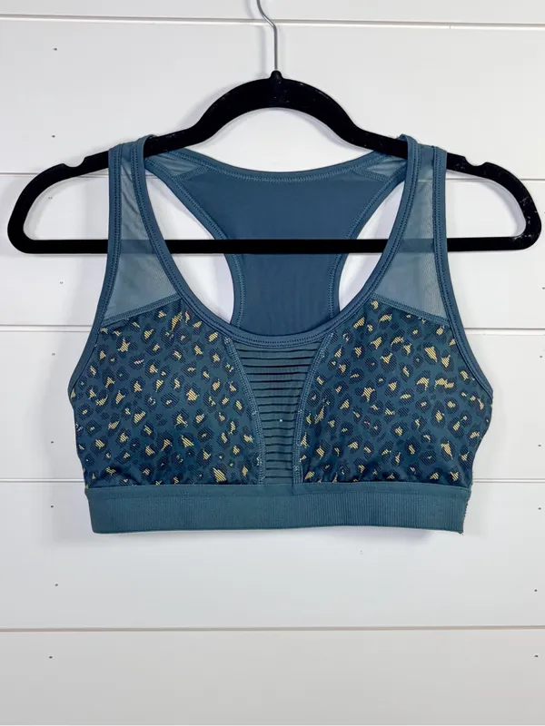 Zyia Teal Blue Leopard Bomber Bra, EUC, Size Medium - Image 3