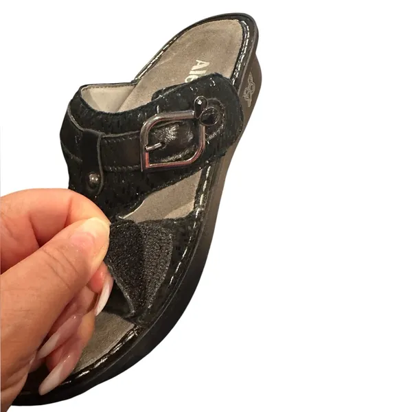 ALEGRIA PG LITE PEG-530 Black Dazzler Leather Slip On Slide Platform Sandals 39 - Image 6