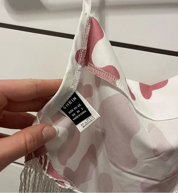 White & Pink Cow Print Halter Tank Top - Image 5