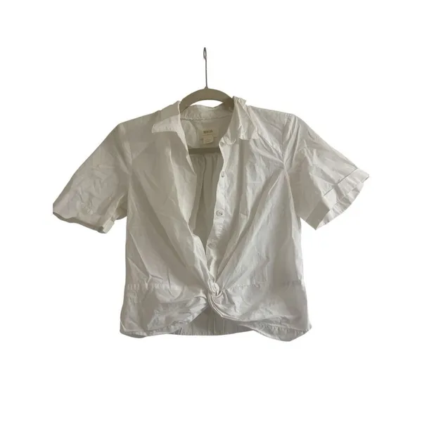 ✨MAEVE Anthropologie Short Sleeve Button Down Sz XS White Top✨ - Image 4