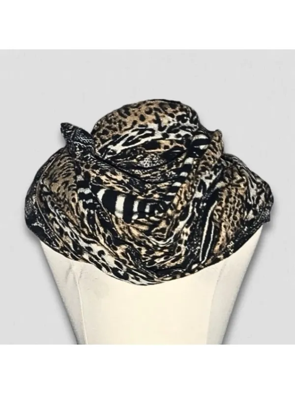 Look Cashmere Leopard Animal Print Scarf Multicolor OS - Image 4