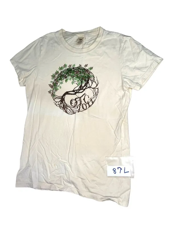 Bella Organic Cotton Tee With Tree Design OEC 2011 White Medium Made In USA 87L - Image 7