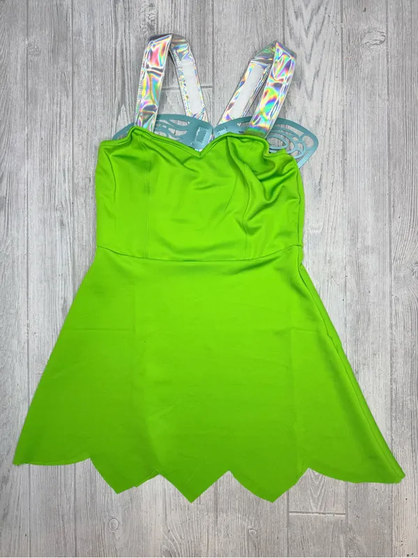 Disney Tinker Bell halloween Costume dress w/ holographic detail and wings med - Image 3
