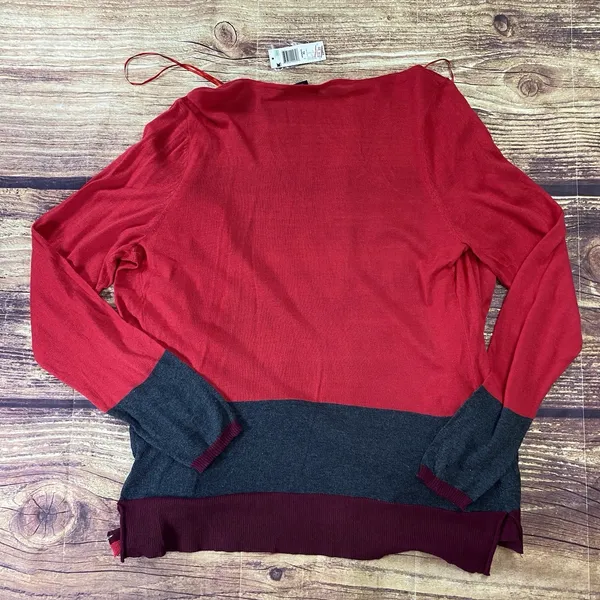 Vtg Attention Womens Red Color Block Light Weight Cardigan No Buttons Size XL - Image 7