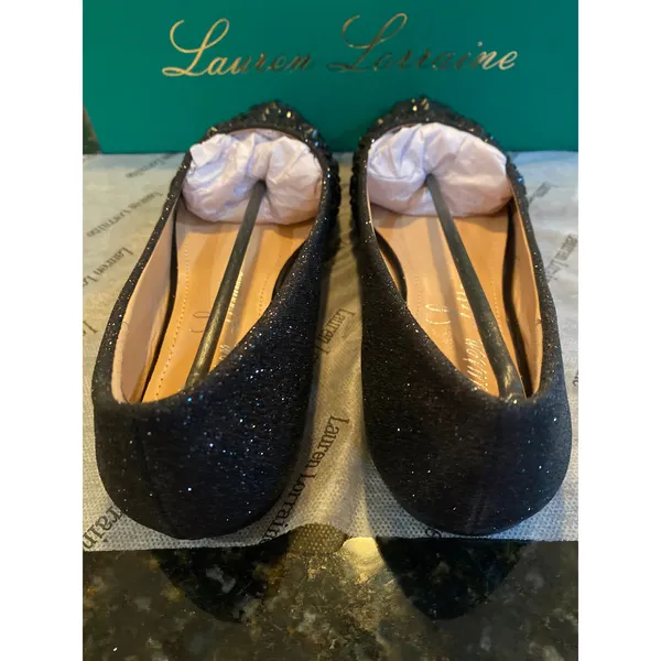 Brand New Lauren Lorraine Women's Size 5.5 Black Rhinestone Flats Pointed Toe - Image 4
