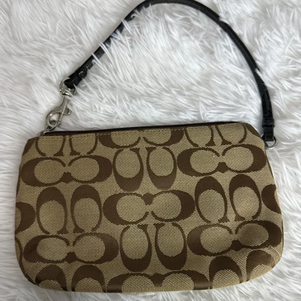 COACH Brown Signature Canvas Wristlet - Image 2