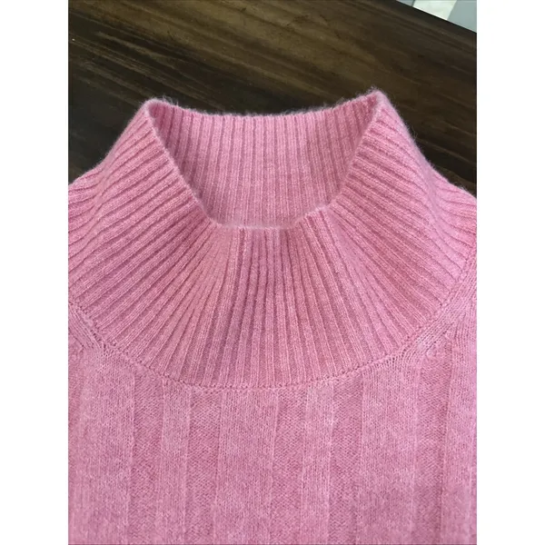J. Crew Merino Alpaca Wool Blend Wide Cable Sweater Pink Large Cozy Grandma Core - Image 5