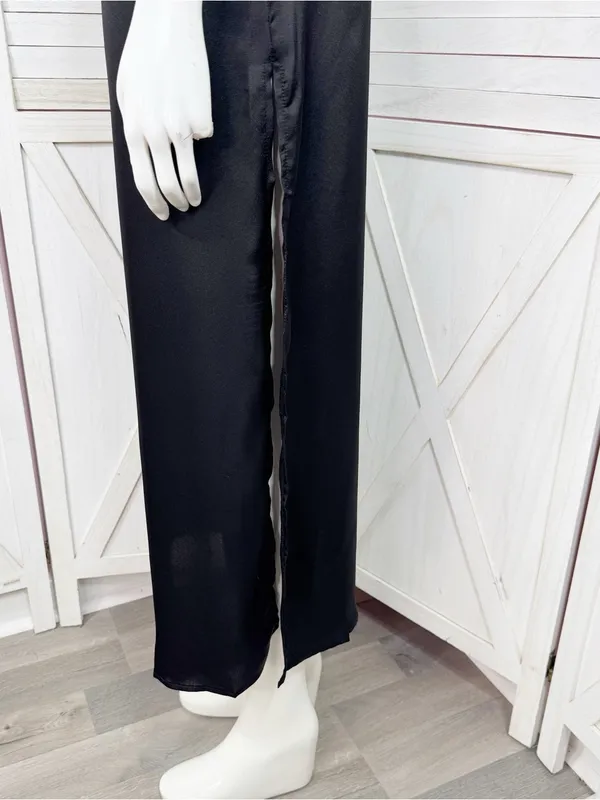 LBLC The Label Valarie Black Satin Slip Dress XS Midi Whimsigoth Party Coquette - Image 8
