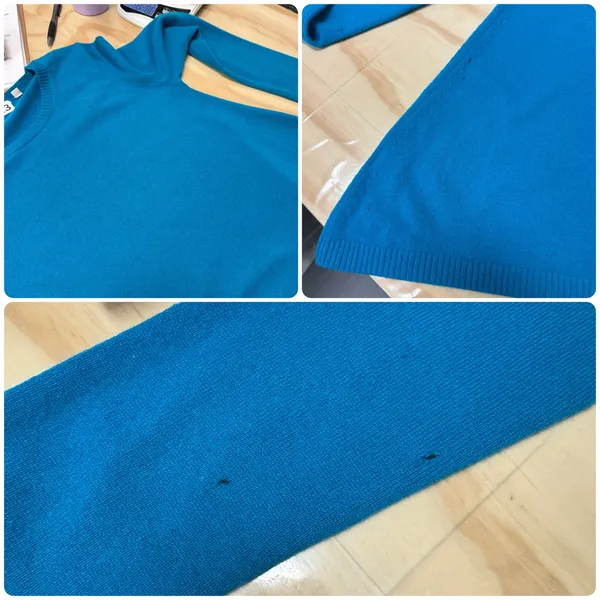Uniqlo Cashmere Sweater Womens Large Teal Blue Crew Neck Tunic Knit 258-074172 - Image 9
