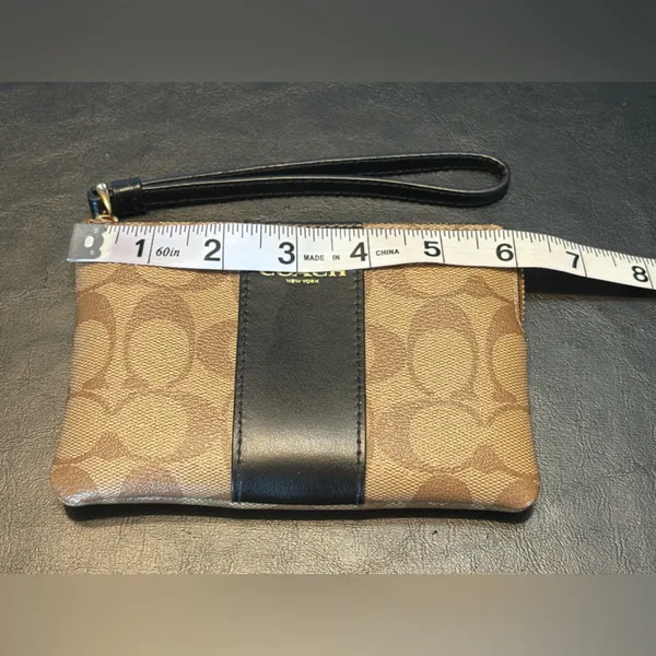 Coach Corner Zip Wristlet In Signature Canvas With Stripe - Image 10
